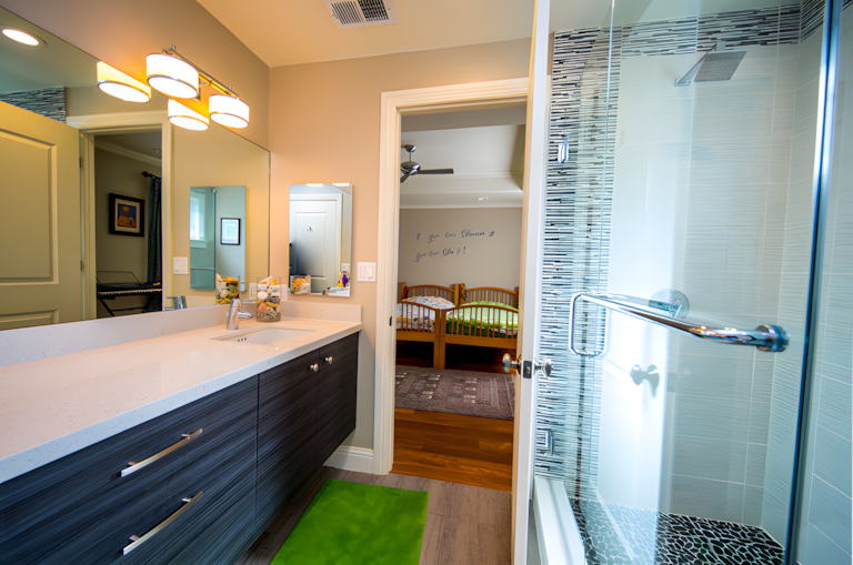 Bathroom with modern fixtures and elegant design