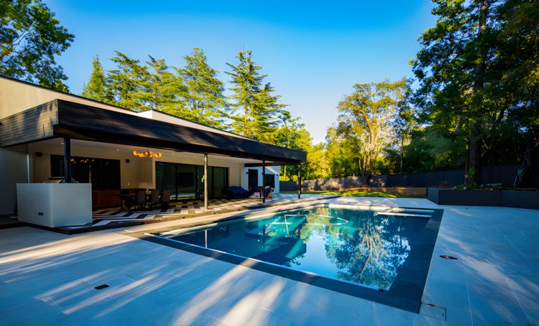 Expansive backyard with custom landscaping