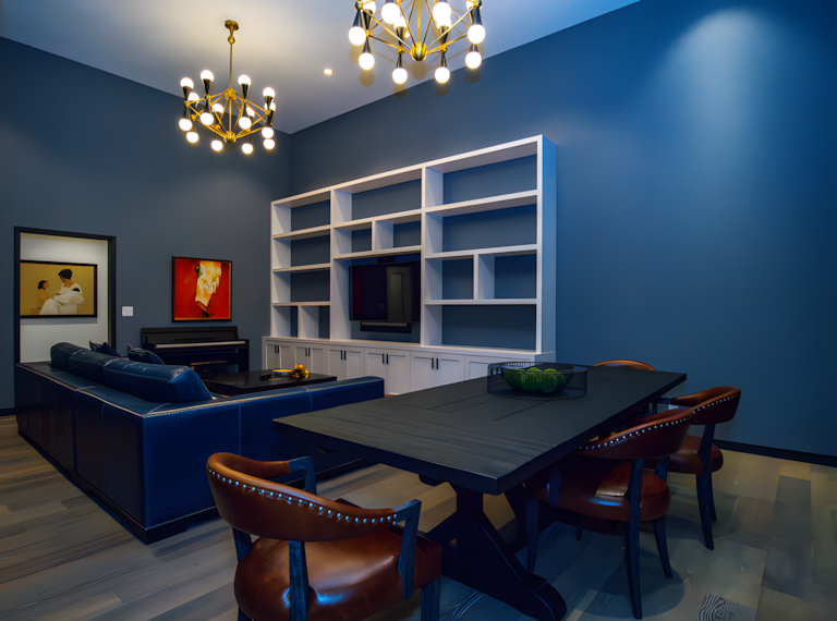 Entertainment room with theater setup