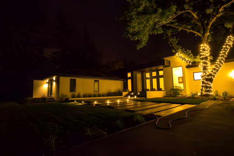 Front exterior view at night